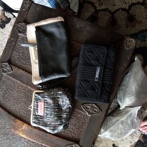 Vera Bradley wallet, nine west wristlet, benefit San Francisco change purse